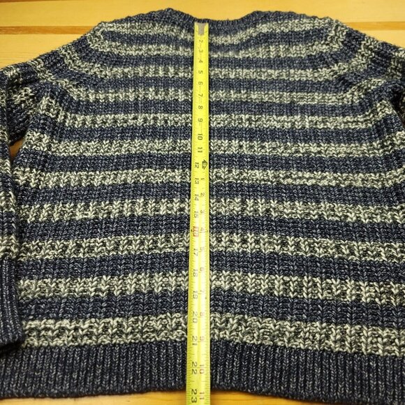 Victorias‎ Secret Womens L Sweater Bulky Blue Gray Stripe Chunky Knit Wool Blend - Picture 11 of 13
